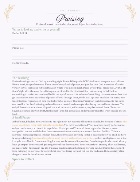 Teach Us to Pray — Praising page preview