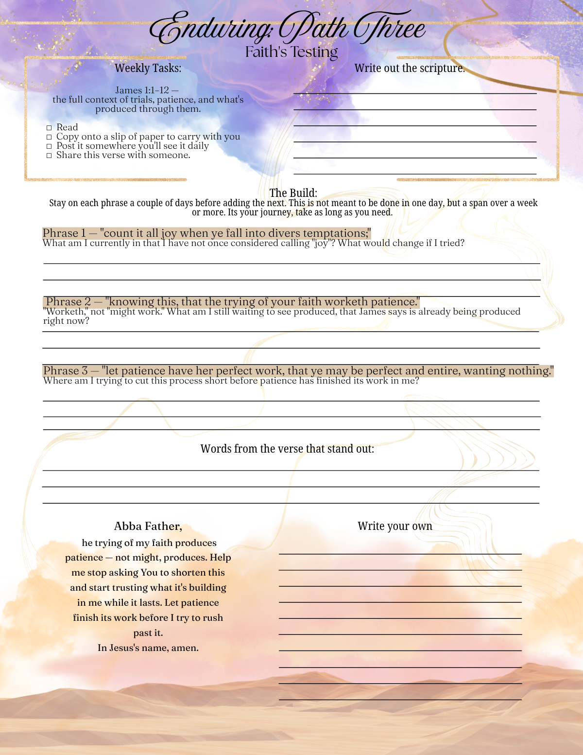 Wilderness — Enduring path worksheet preview
